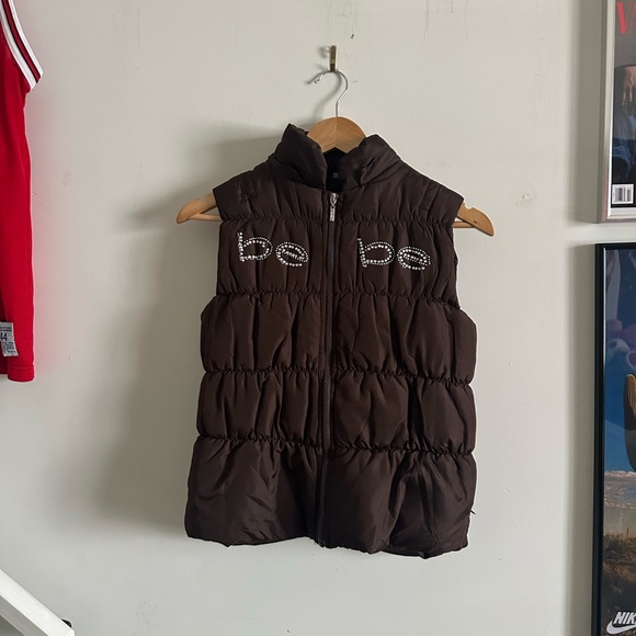 y2k brown vintage bebe scrunch puffer vest ✨ - Picture 1 of 4
